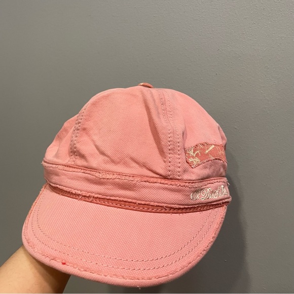 Diesel peachy pink denim distressed patchwork cap - Picture 4 of 4